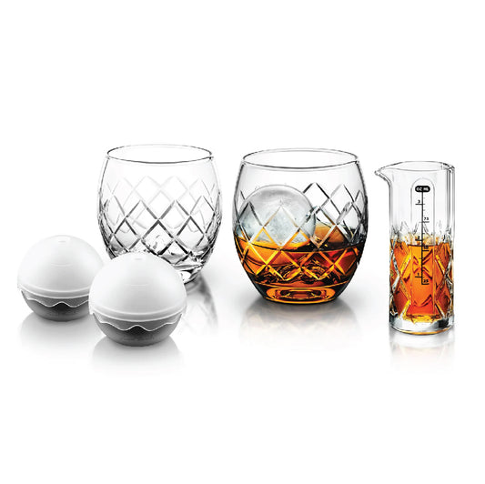 Hand-Cut On The Rock Glass 5 Piece Set