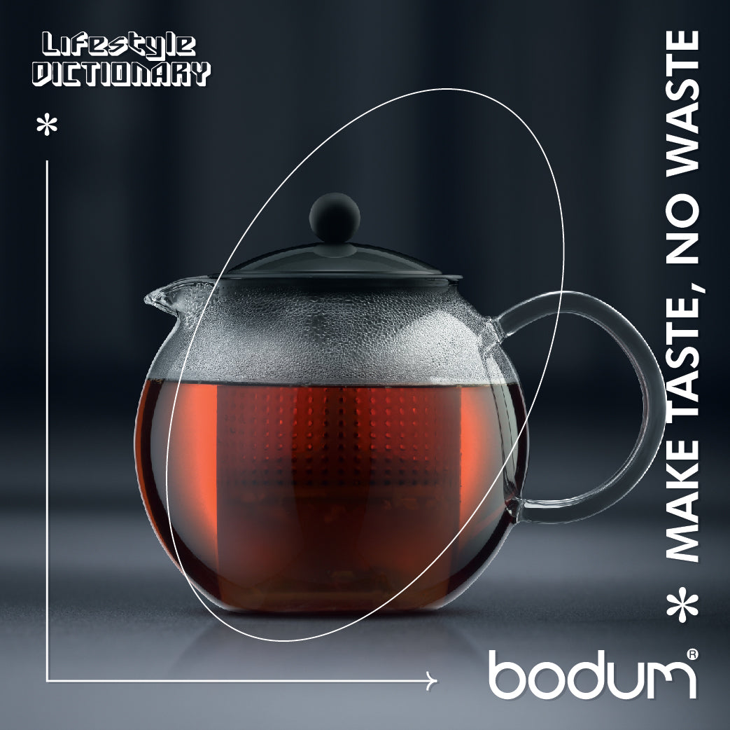 ASSAM - Tea press with glass handle and colored plastic lid, 1.0 l, 34 oz (Black)