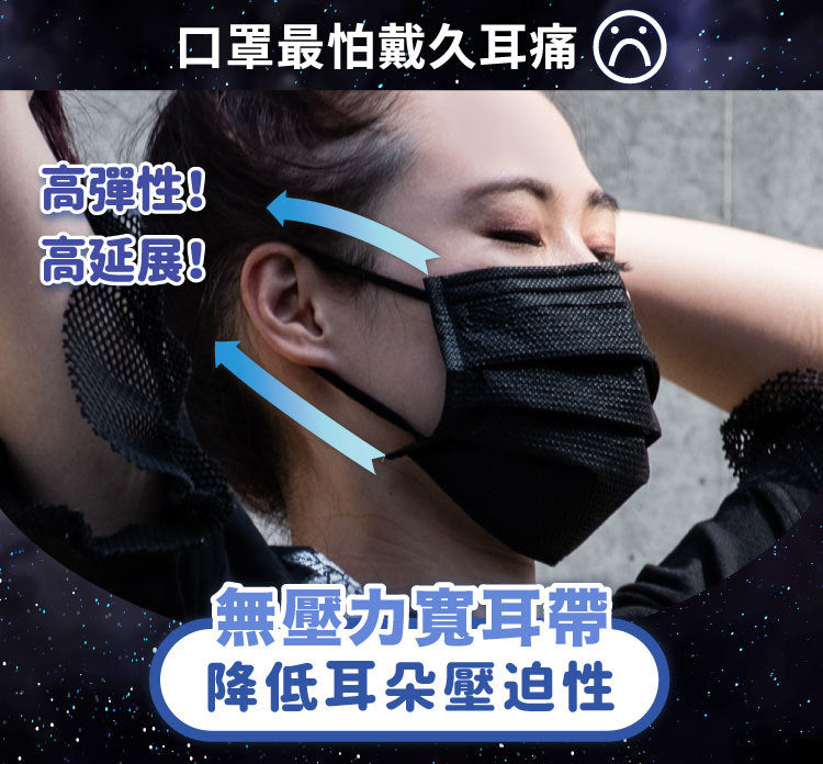 【天天成人平面醫用口罩】隕石黑色 每盒30入