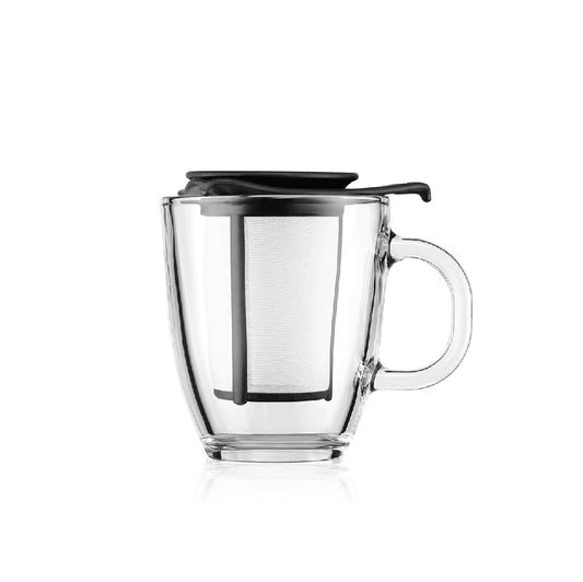 YO-YO SET - Mug and tea strainer, 0.35 l, 12 oz (Black)