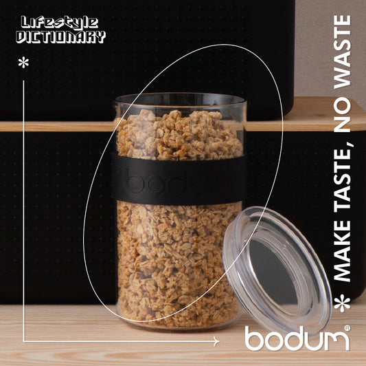 PRESSO - 2 pcs storage jar 1.0 l, 34 oz. (Black)