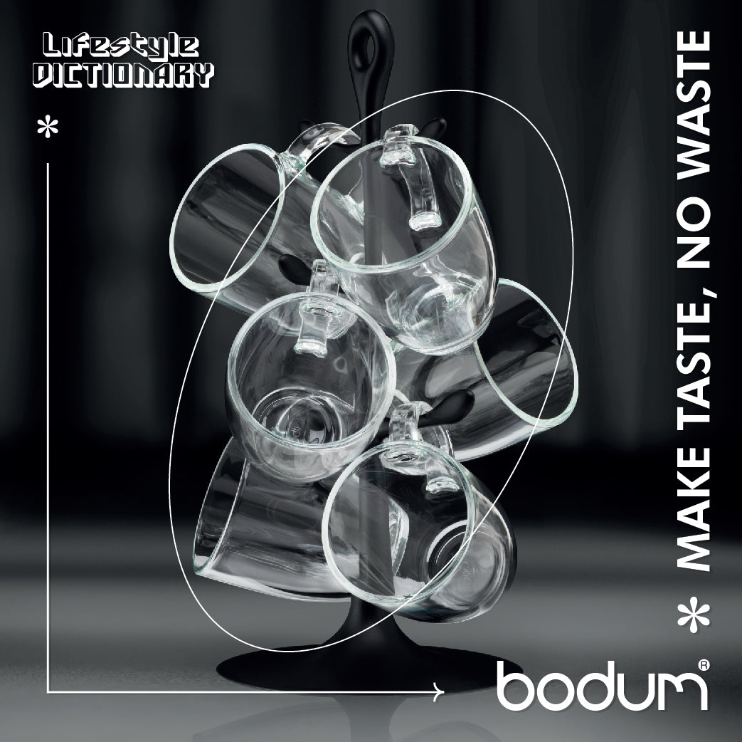 BISTRO - Mug tree set with 6 glass mugs