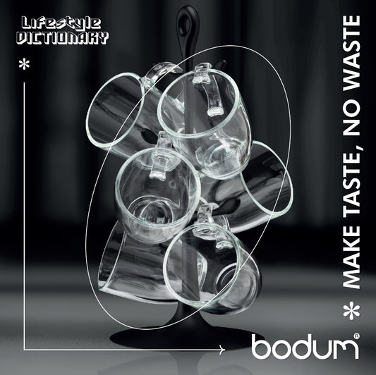 BISTRO - Mug tree set with 6 glass mugs