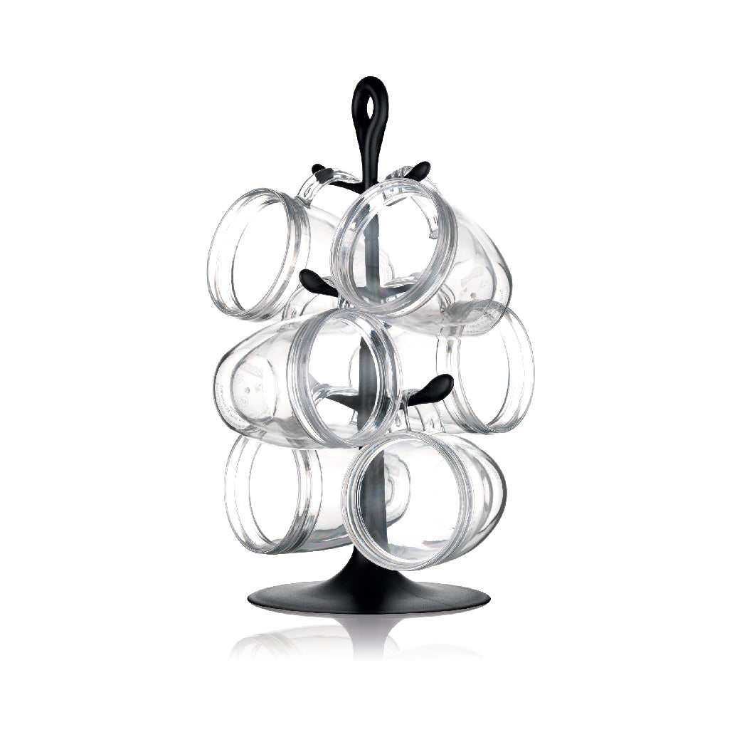 BISTRO - Mug tree set with 6 glass mugs