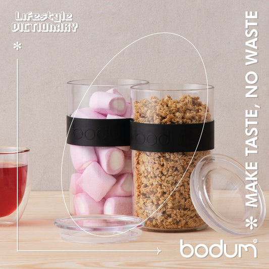 PRESSO - 2 pcs storage jar 0.6 l, 20 oz. (Black)