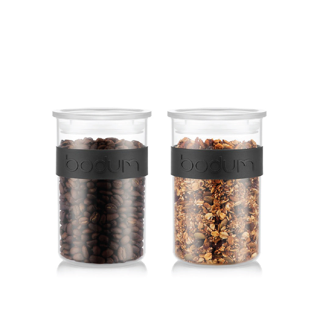 PRESSO - 2 pcs storage jar 0.6 l, 20 oz. (Black)