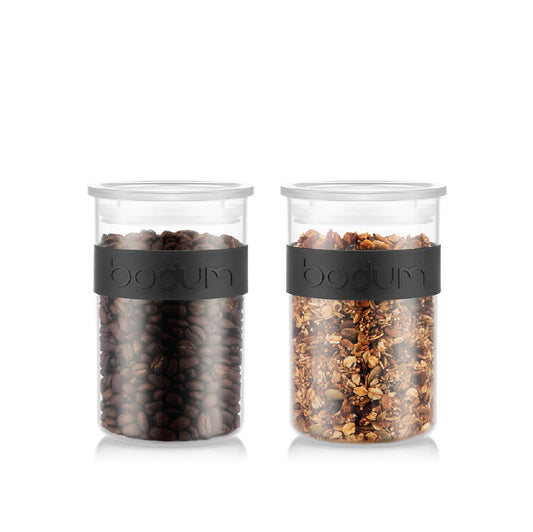 PRESSO - 2 pcs storage jar 0.6 l, 20 oz. (Black)