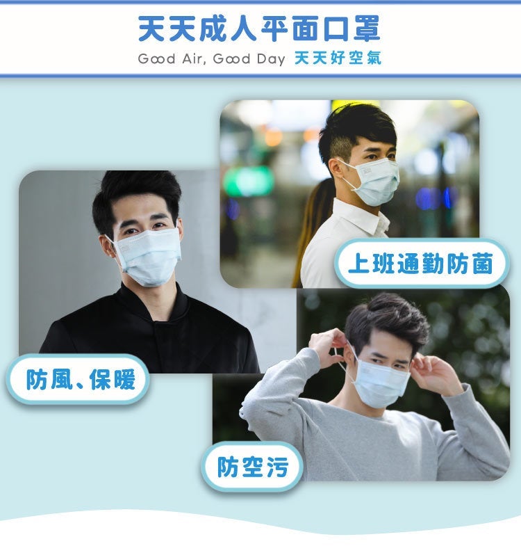 【天天成人平面醫用口罩】黃色 每盒50入