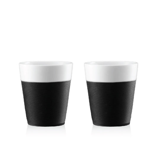 BISTRO - 2 pcs mug with Silicone Sleeve 0.3l (Black)