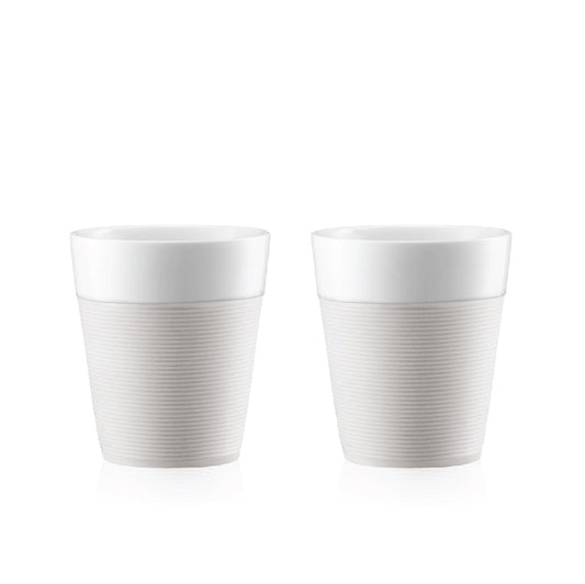 BISTRO - 2 pcs mug with Silicone Sleeve 0.3l  (White)