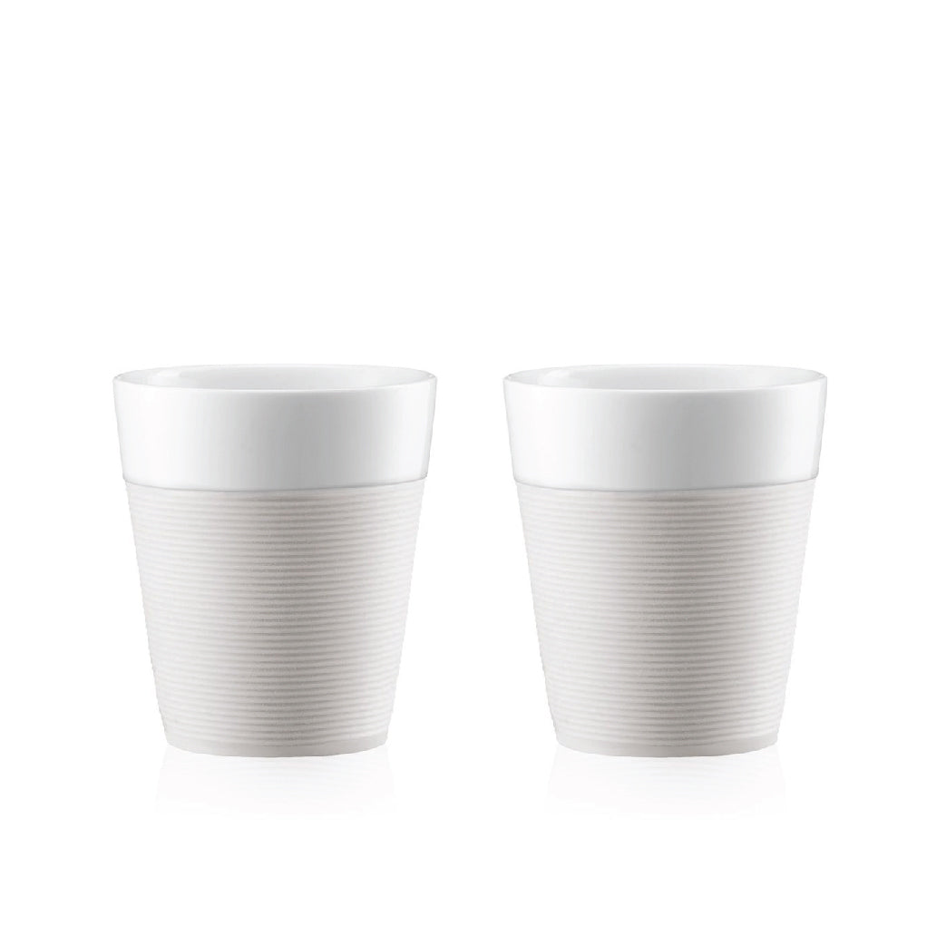 BISTRO - 2 pcs mug with Silicone Sleeve 0.3l  (White)