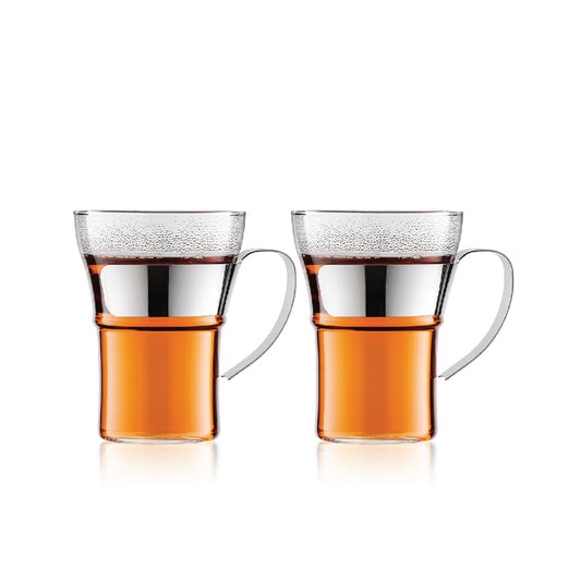 ASSAM - 2 pcs tea glass with steel handle, large, 0.35 l, 12 oz